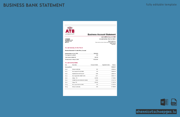 Beispiel eines Kontoauszugs der tunesischen ATB-Organisation (Word- und PDF-Datei)